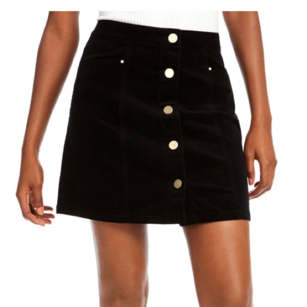 Wish List Women's S Brown Corduroy Mini Skirt 28 X 16 Full Snap Front